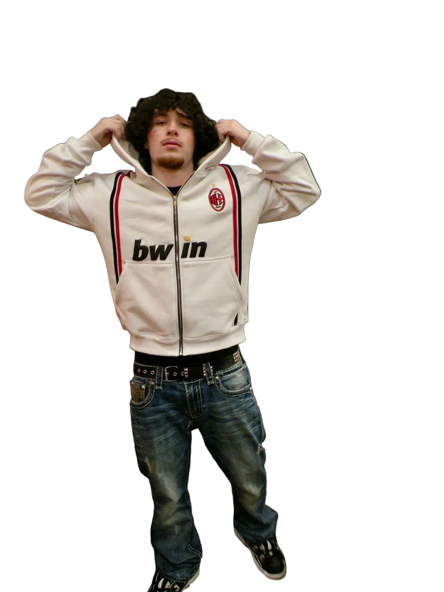 Retro AC Milan Inspired Zip Up Hoodie - Jogo Funcional 