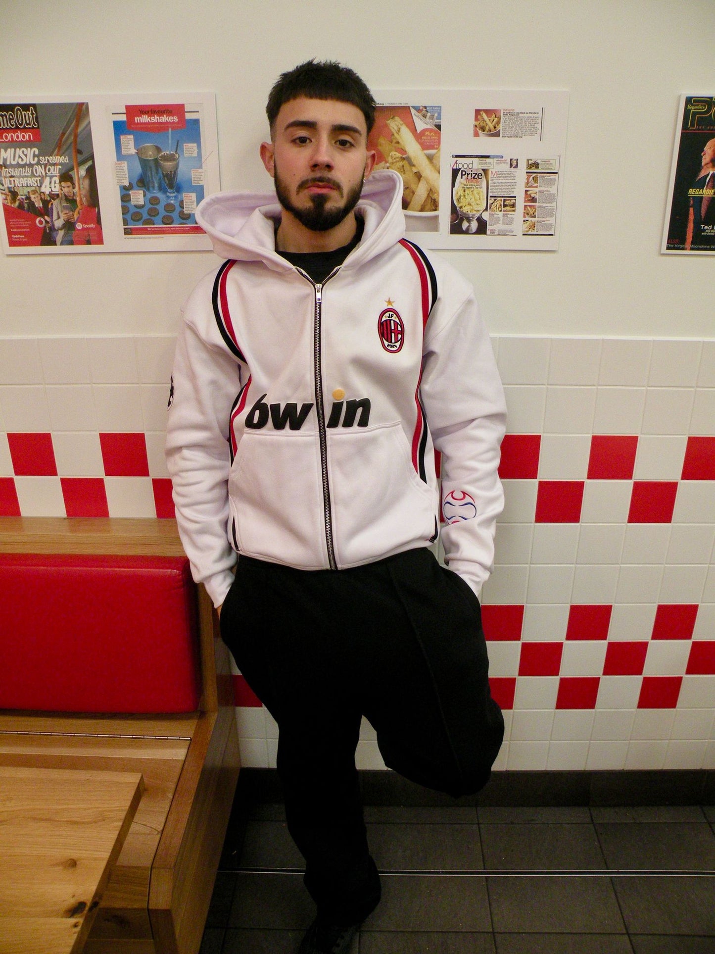 Felpa con cappuccio con zip ispirata a "Prime Milan" 06/07