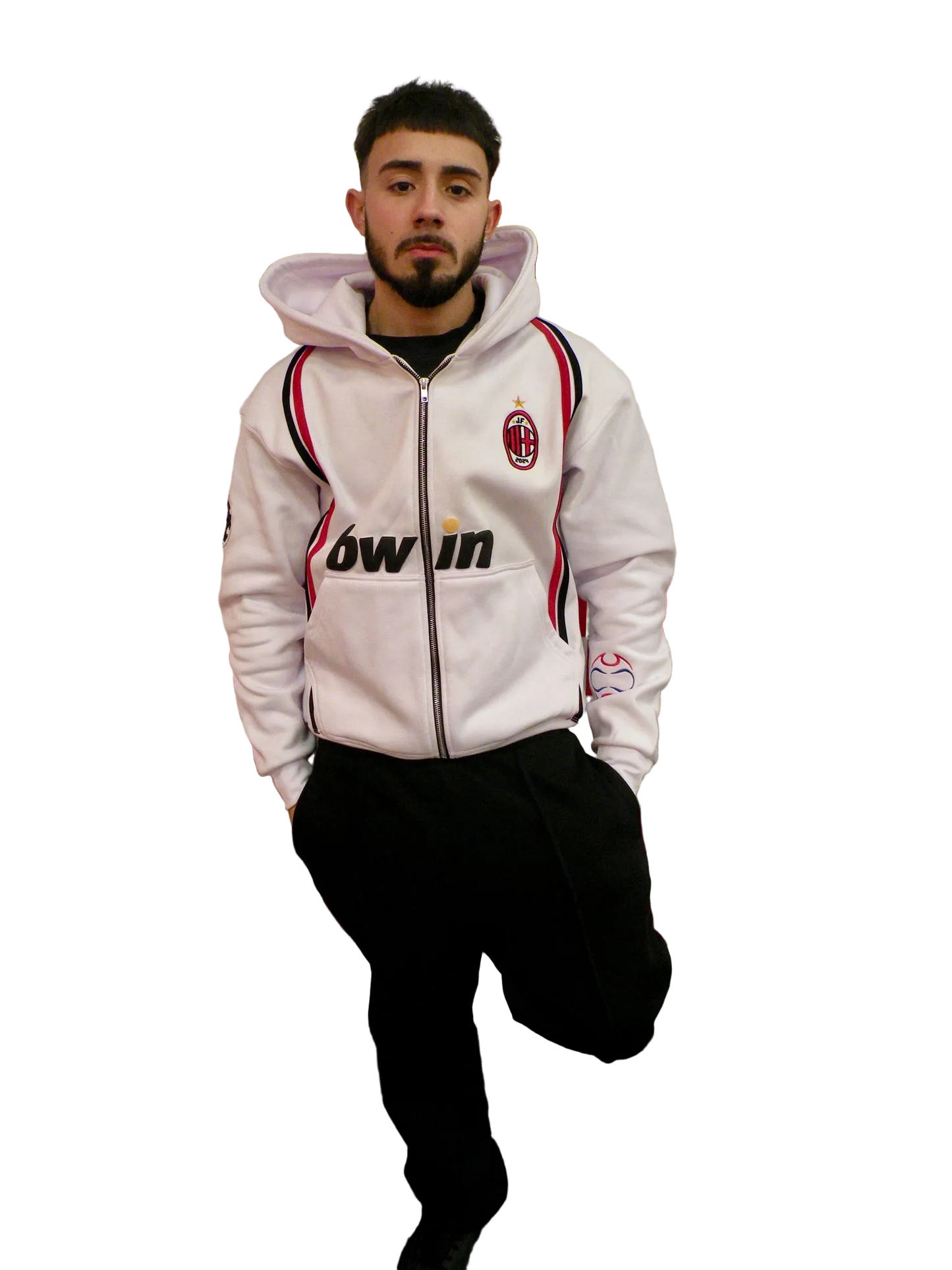 Retro AC Milan Inspired Zip Up Hoodie - Jogo Funcional 